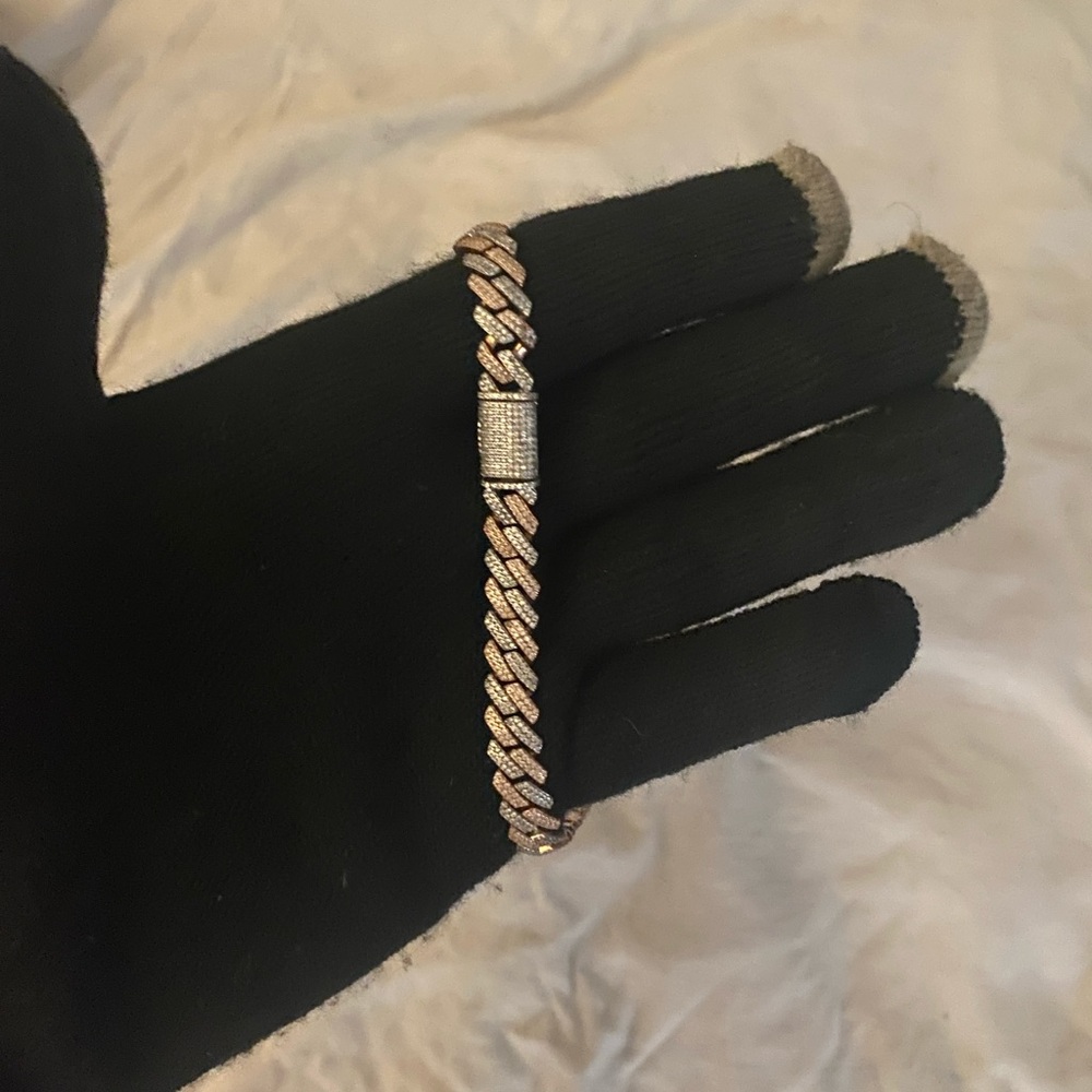 925 silver two tone MOISSANITE cuban link chain